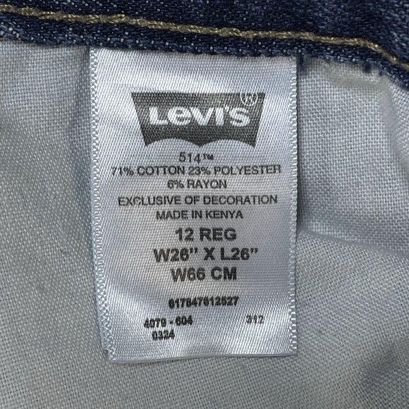 Levis Jeans Womens Size 12R Blue 514 Slim Straight Leg Mid Rise Dark Wash 26x26 - Picture 11 of 13